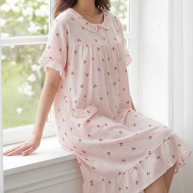 캐리루시 여성 요루 프릴 반팔 주머니 원피스