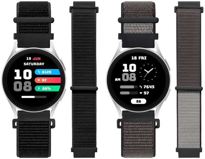 리아몬트 갤럭시워치 나일론 스포츠루프 밴드 스트랩 2개 세트, 1세트, 다크블랙, 알레스칸그레이