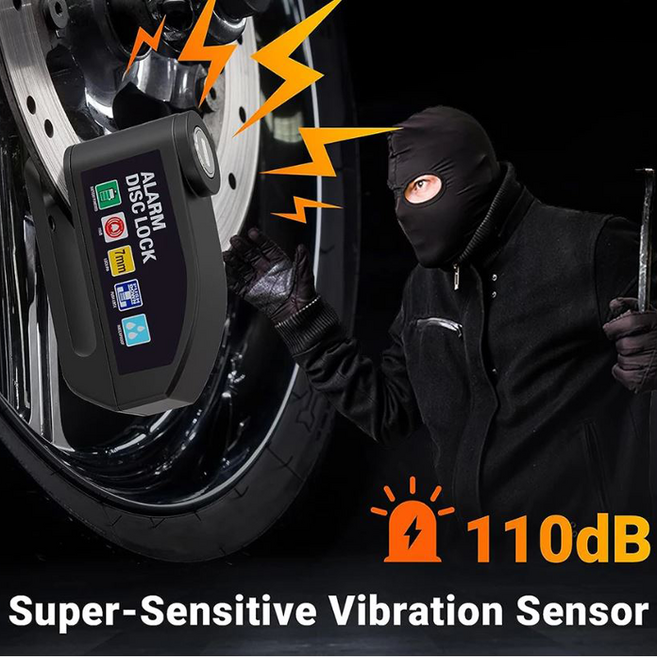 오토바이 자전거 디스크 락 도난경보기 110데시벨 BG-1238, BLACK, 1개