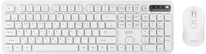 지클릭커 오피스프로 WMK725 인체공학 무소음 무선 블루투스 키보드 미니 마우스 세트, 화이트