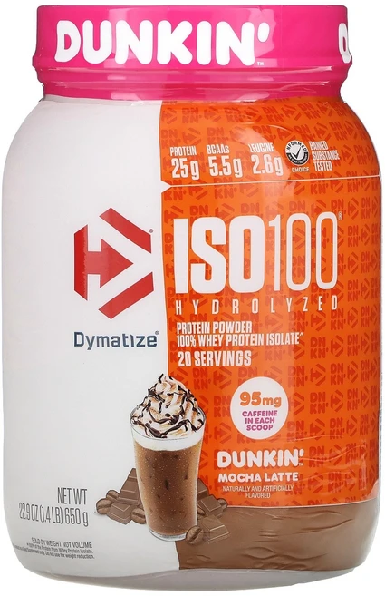 Dymatize 다이마타이즈 ISO100 가수분해 유청 단백질 던킨 모카 라떼 650g 파우더 프로틴 보충제, 1개 - 쿠팡