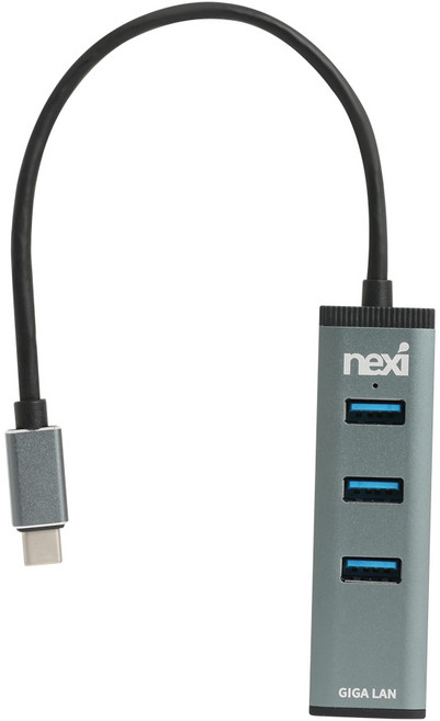 C타입 기가랜카드 노트북유선인터넷연결잭 USB3.0 3포트허브메탈바디 고급형 맥북에어 프로 갤럭시북, 1개