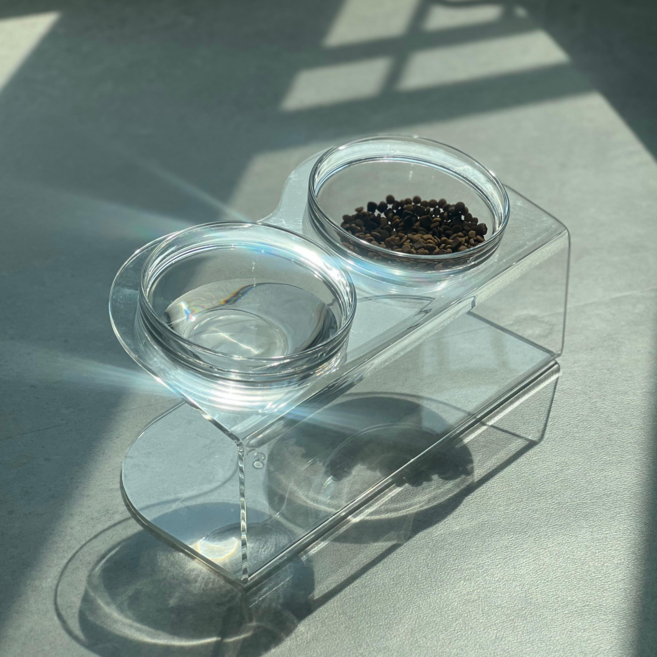 영롱식기 국내제작 강아지 고양이 아크릴 식기 수반 밥그릇 아크릴, 1개, 2구