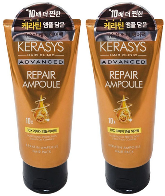 케라시스 어드밴스드 10X 리페어 헤어팩, 케라시스 어드밴스드 리페어 앰플 헤어팩, 2개, 300ml