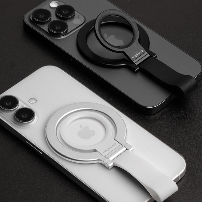 맥앤블랙 맥세이프 그립 스마트톡 링홀더 핸드폰 자석 거치대 TAP-02, 1개, 화이트 실버