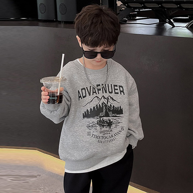 주니어용 아동 봄 어드밴쳐 맨투맨