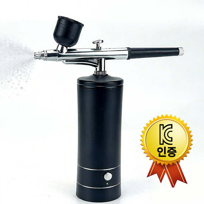 고압주입식 에어브러쉬 미스트기 홈케어 수분공급기 세트 180kpa 빠른 충전 다용도 메이크업 네일 페인팅용, 1개, 검정색