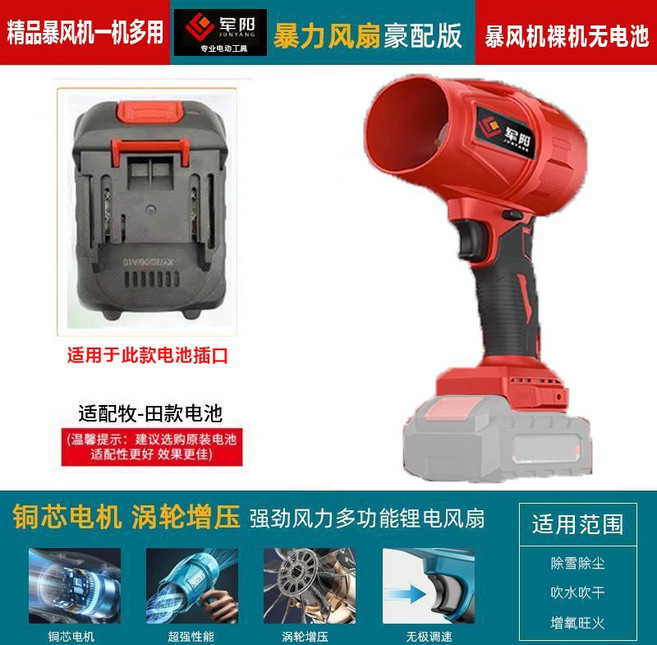 聚陽 暴力風扇 鋰電吹風機, 1個, 牧田插腳銅線豪配版原裝裸機