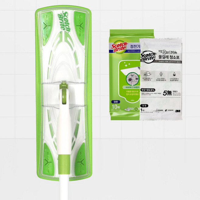 쓰리엠 막대걸레 대형+정전기청소포 10매+물걸레 1매, 1세트