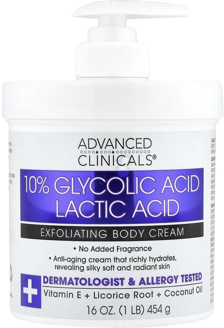 특별한효과 Advanced Clinicals 10% 글리콜산 락틱산 각질 제거 바디 크림 454g(16oz) 곧일시품절됩니다, AdvancedClinicals10글리콜산락틱산각질제거 - 쿠팡