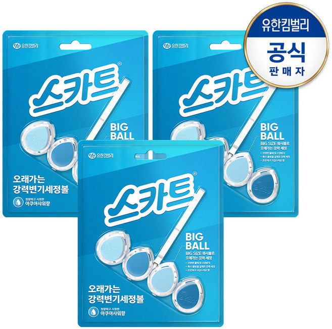 스카트 오래가는 강력변기 세정볼 아쿠아향 1입X3EA, 3개, 60g