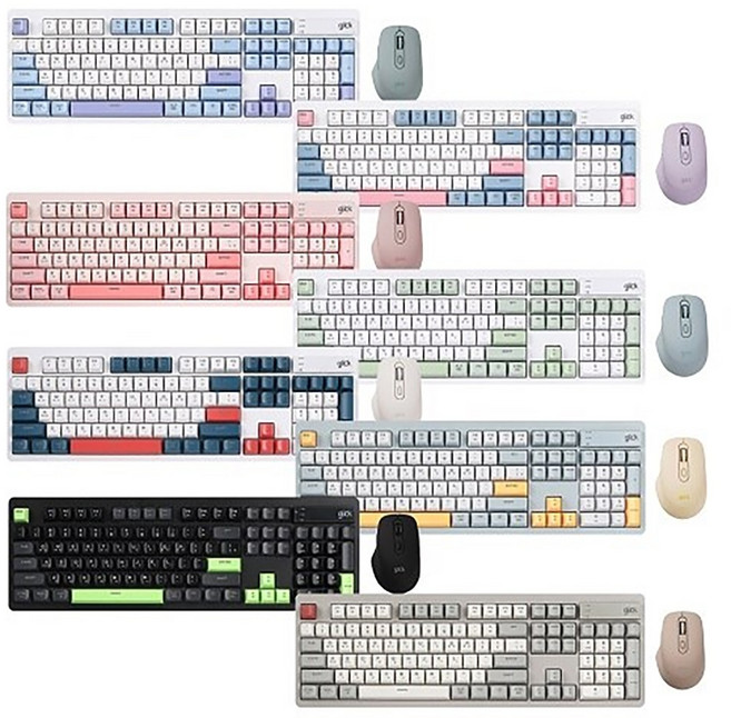 지클릭커 오피스프로 WMK529 사일런스 M 무소음 무선 블루투스 키보드 마우스 세트 104키 Sky Pink, Navy Blue, 일반형