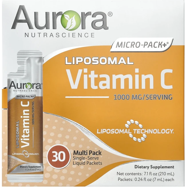 Aurora Nutrascience Micro-Pack 비타민C 1000mg 30팩 팩당 7ml(0.24fl oz), 210ml - 쿠팡