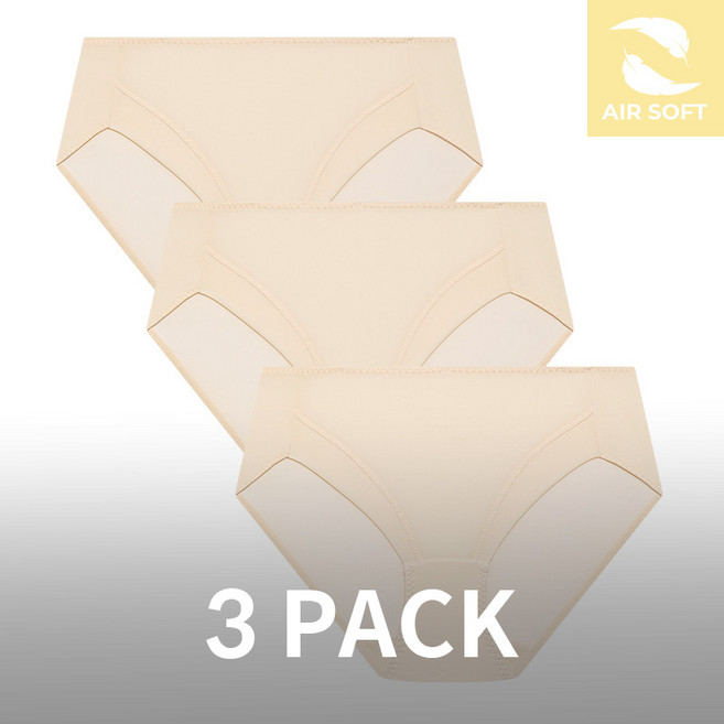 수아팜 주니어팬티 에어 소프트 팬티 3장 세트 스킨 (10대 아동 속옷 여아 여중생 초등 학생 청소년 삼각 3P)