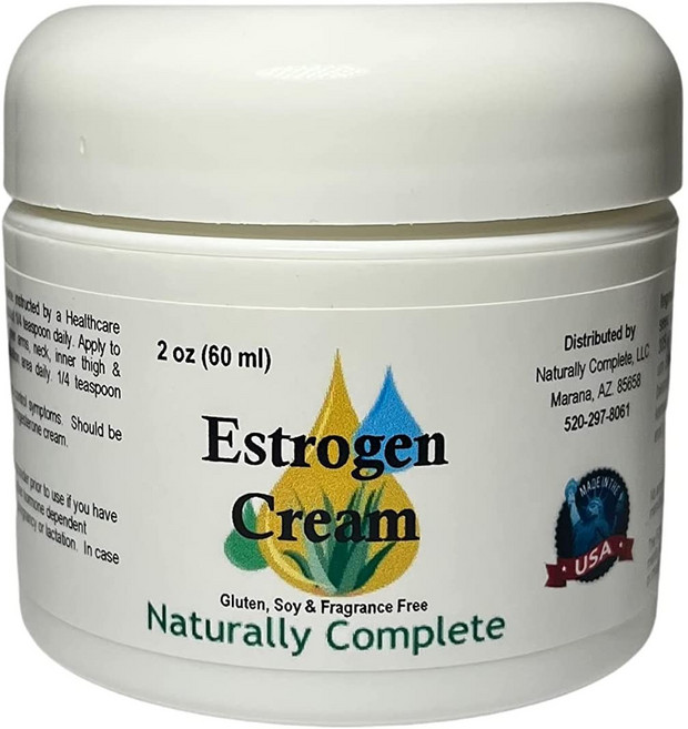 Naturally Complete 천연 Bioidentical 에스트로겐 크림 60ml 파라벤 소이 글루텐 프리 무향 에스트리올 여성 호르몬 안면 홍조 갱년기 건조증 스킨케어, 1개
