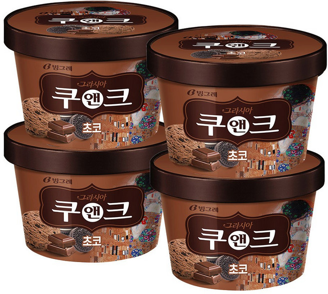 빙그레 투게더 그라시아 쿠앤크 초코, 4개, 750ml