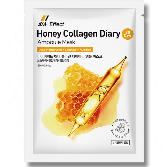 비아이펙트 허니 콜라겐 앰플마스크팩 프리미엄 25ml 뷰티인아시아, 1개입, 100개