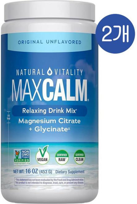 내추럴 바이탈리티 캄 마그네슘 시트레이트 드링크믹스 오리지널 무맛 Natural Vitality CALM Magnesium, 2개