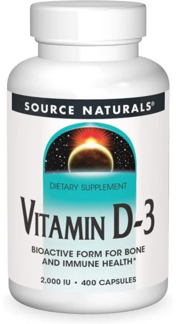 소스내츄럴스 Source Naturals Vitamin D-3 Bioactive Form for Bone & Health* 2000 IU - 200 Capsules, 400 Count (Pack of 1), 1개, 400정 - 쿠팡