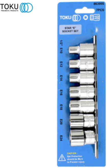 도쿠 E형 별복스알세트 1/2인치 E10-E24 (7PCS) 별소켓셋트 86300S