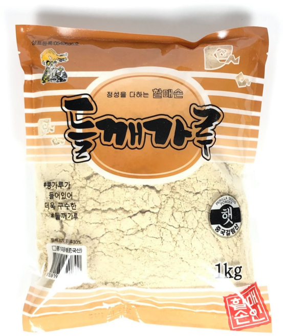 [해피유통] 할매손 콩기피 계피 거친 콩기피 들깨가루(주황색) 1kg, 콩기피 들깨가루 주황색 1kg, 1개