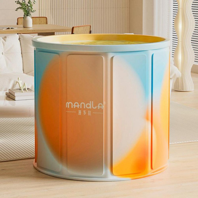 mandla 漫多拉 可摺疊泡澡浴桶, 幻彩藍橙中空板浴桶, 1個