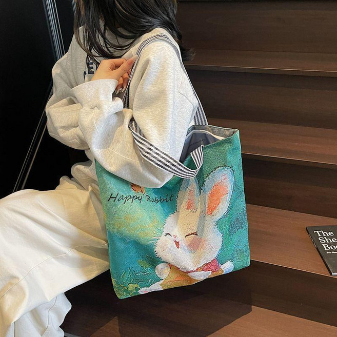 帆布刺繡卡通托特包