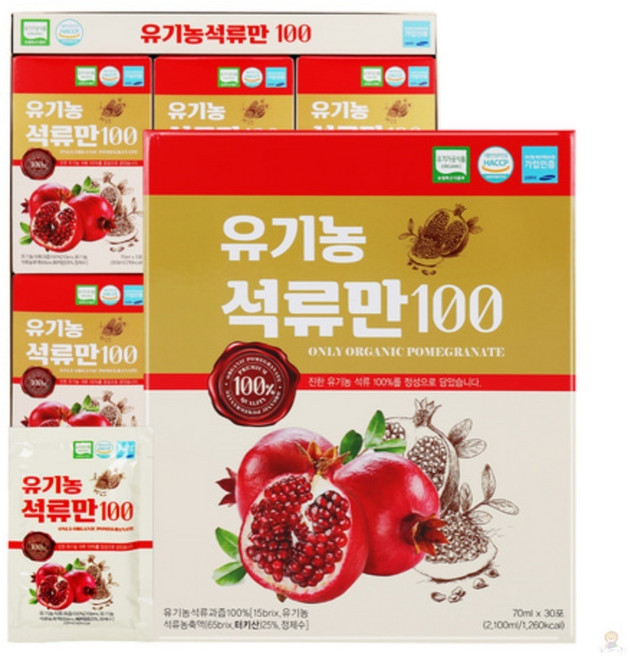 유기농 석류만 30포 x 5개 착즙, 70ml