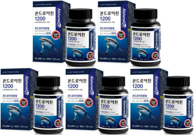 프리미엄 고함량 상어연골 콘드로이친 1200, 60정, 5개