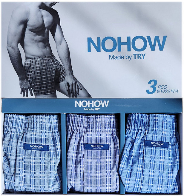 홈란쥬 트라이 남성 순면 베이직 노하우 사각 트렁크 팬티 3매 빅사이즈 운영