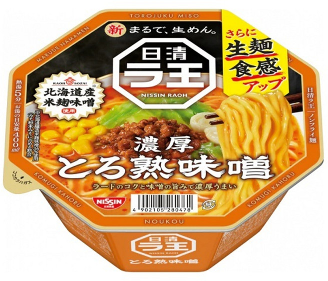 日清 拉王 濃厚拉麵系列 碗麵 泡麵 生麵食感 日本原裝進口, 1個, 熟味噌 2026.4.10