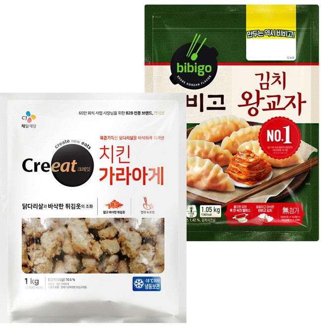 비비고 냉동 김치왕교자 1.05kg+크레잇 치킨가라아게 1kg, 1개, 1.05kg