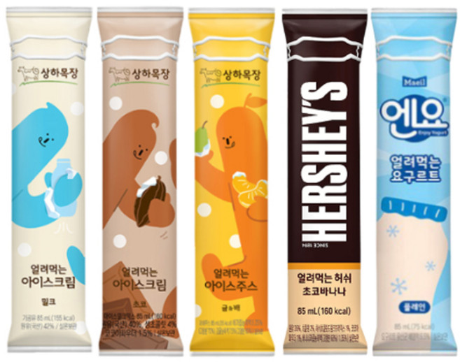 매일 얼려먹는 아이스크림&주스 / 초코6+밀크6+귤&배6+허쉬 초코바나나6+엔요6, 1개, 85ml