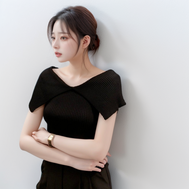 [유미르] 데일리 오프숄더 여성 여름 니트 민소매 티