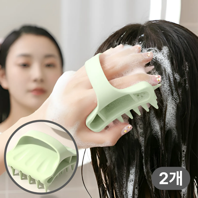 데이픽 네일 아트 보호 두피 마사지 샴푸 브러쉬, 2개, 그린