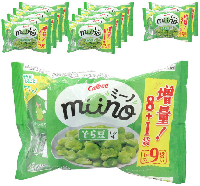 Calbee 卡樂比 miino 黑豆鹽味三角餅乾 7g 9入, 12個, 63g