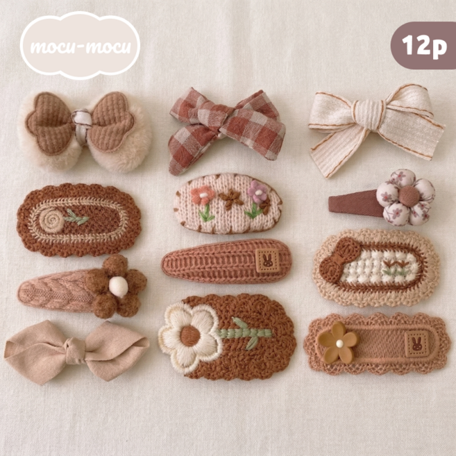 모꾸모꾸 작은 머리핀 헤어핀 세트 레이스 리본 선물