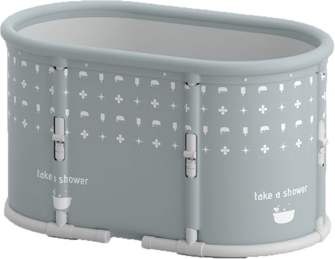 KCJ 접이식 성인 간이 반신욕 사각 욕조, 1개, 그레이