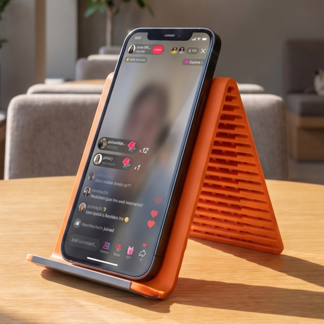 실리콘 유연 휴대폰 거치대 태블릿 노트북 겸용 자유변형 접이식 만능 거치대 여행 휴대용, 1개, 오렌지색