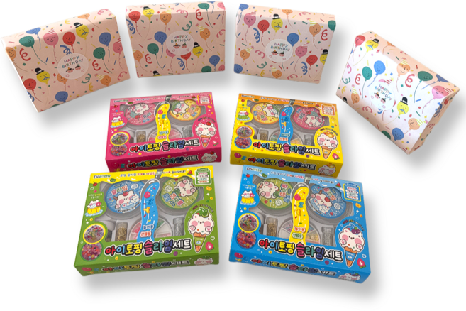 슬라임 완포장 4세트 어린이집 유치원 생일선물 답례품 구디백, 1개, 풍선포장지(완포장4세트)