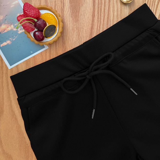 太空棉拼接抽繩綁帶闊腿喇叭長褲 寬鬆休閒高腰顯瘦寬褲女 秋冬長褲