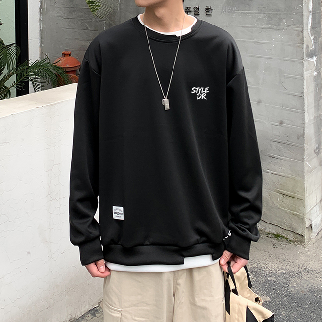 스타일닥터 봄 남녀공용 라운드넥 레터링 오버핏 가짜두겹 맨투맨 데일리 캐주얼