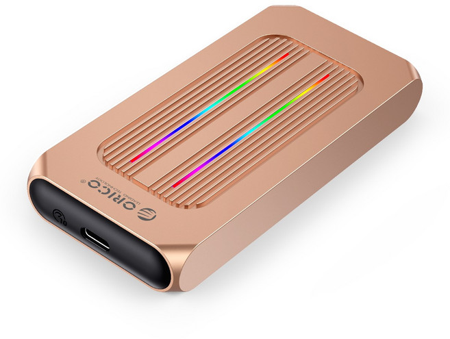 오리코 RGB LED Gamer 10Gbps M2 NVMe SSD 케이스 M2R1-G2, 1개, 로즈 골드
