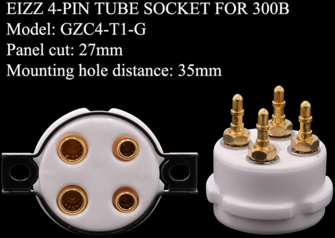 EIZZ 4 핀 진공관 소켓베이스 2A3 300B 40 45 50 5Z3 811 101D 24K 금도금 황동 핀 Hifi 빈티지 튜브 앰프 DIY 1PC, gzc4-t2-g, 02 GZC4-T2-G, [02] GZC4-T2-G