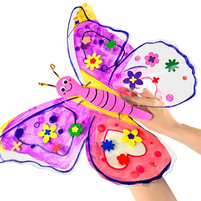 3인용 유치원 색칠놀이 미술수업 EVA 스티커 나비날개 만들기 미술활동 아동센터 키움터, 1개