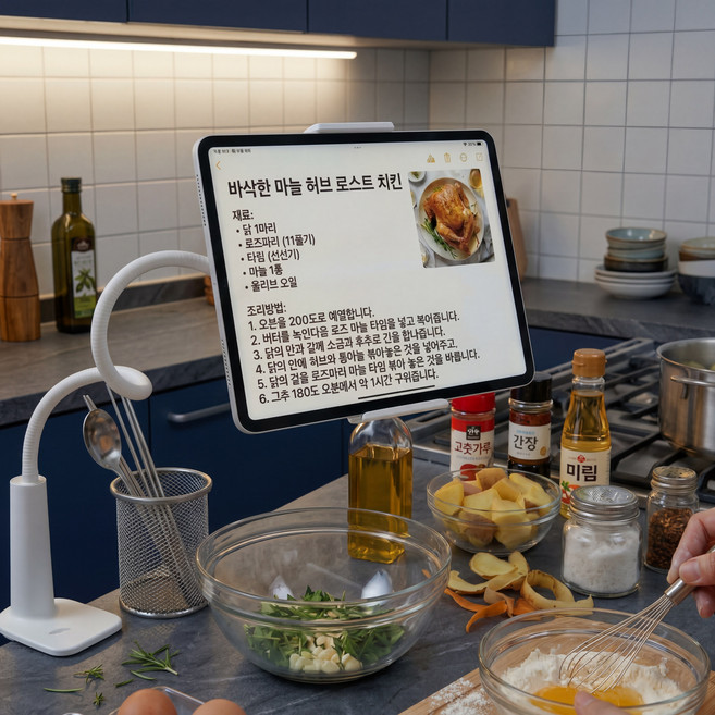 오브리버티 강화 태블릿 핸드폰 거치대, 1개, 화이트, 자바라70