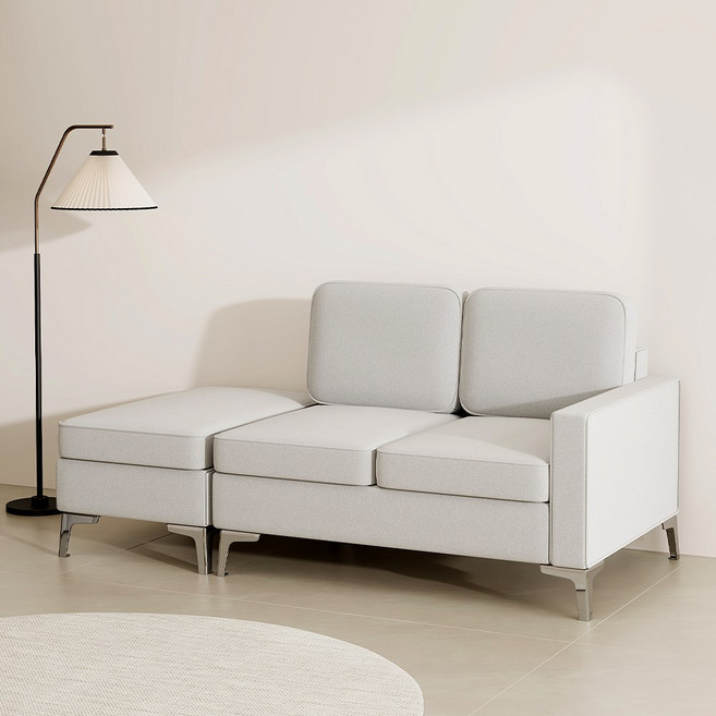 하이피러브 페브릭 2인용 멀티소파 스툴 구성, 모던그레이(좌형)