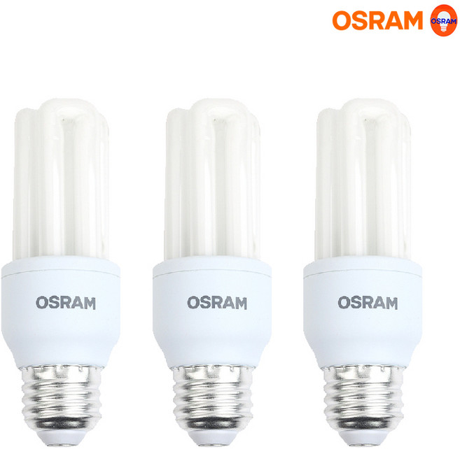 오스람 안정기 내장형 삼파장 콤팩트 램프 15W Duluxstar 15W/865, 주광색, 3개