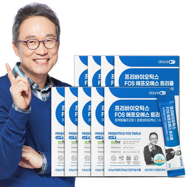 [데이즈온] (9개월분)오한진 프리바이오틱스 FOS 트리플 30포 9박스, 30회분