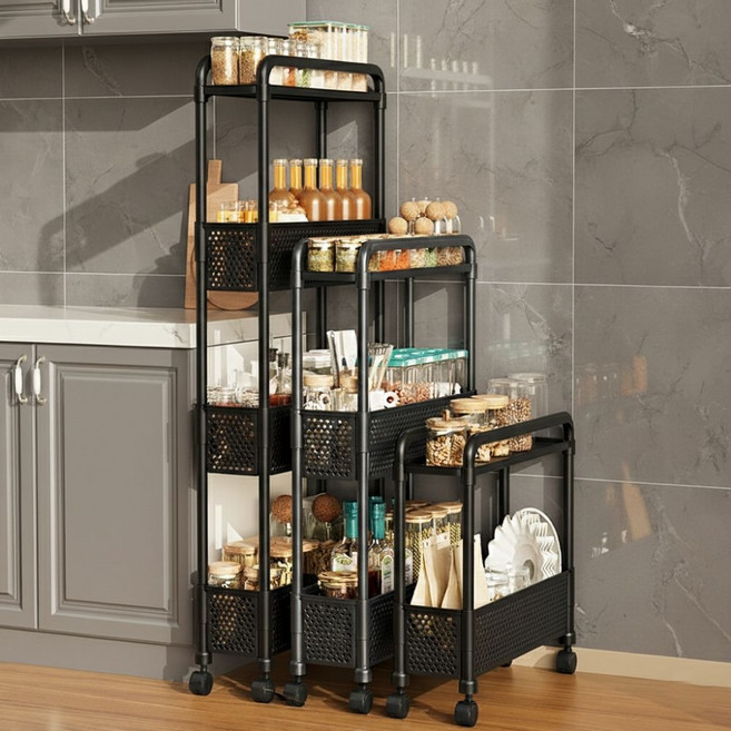 토도판다 다용도 이동식 틈새 선반, 1개, 블랙